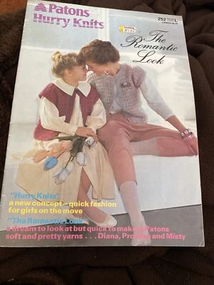 retro 1983 Patons Hurry Knits the romantic look knitting pattern booklet 252 - Image 1 of 4