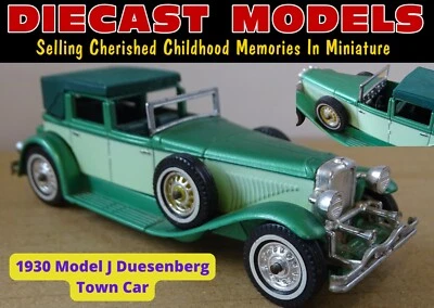 MODELO VERDE DUESENBERG 'J' IMPRESIONANTE ESCALA 1:43 MODELO DE ANTAÑO FUNDIDO A PRESIÓN DE COLECCIÓN Foto 1 de 4