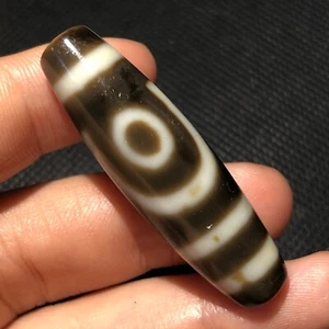 Royal Power Tibetan Old Agate 2Eye love Totem dZi Bead Amulet13*43mm - Picture 1 of 8