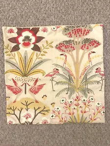 NEW: Embroidered Cushion Cover 45x45cm Pink Flamingos (Cotton & Velvet) - Picture 1 of 8