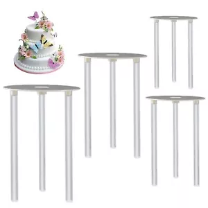 Cake Tier Stacking kit 4 Pcs White Reusable Separator Plates for 4 6 8 10 Inc... - Picture 1 of 6