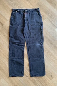Carhartt Black Double Knee Pants, 38x34 Relaxed Fit Made In USA Loose Fit - Picture 1 of 10