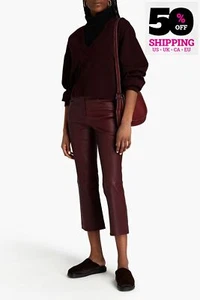 RRP €1100 THEORY Leather Trousers US6 UK10 IT42 M Garment Dye Cropped - Picture 1 of 6
