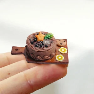Simulation Mini Cake with Dish Micro Scene Miniature Fake Fruit Cake Dollhouse - Picture 1 of 13