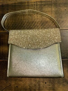 Vintage Metallic Gold Clutch Bag Sparkle Strap Small Handbag Purse Prom - Picture 1 of 8