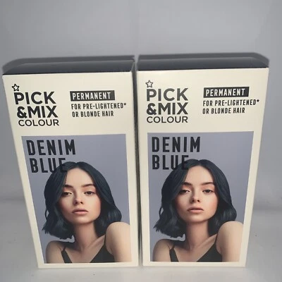 Pick And Mix Colour Permanent Dye For Pre Lightened Or Blonde Hair X2 DENIM BLUE - Image 1 of 4