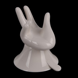 1 set White porcelain fine mesh kungfu tea strainer filter holder stand tea t^qi