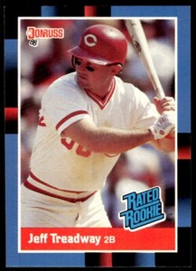 1988 Donruss Baseball Card Jeff Treadway Rookie Cincinnati Reds #29
