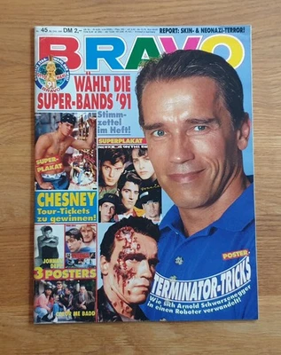 BRAVO ARNOLD SCHWARZENEGGER RARE GERMAN VINTAGE MAGAZINE 1991 COMPLETE - Image 1 of 4