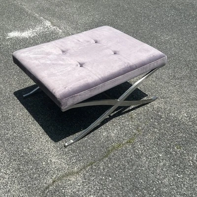 Large X Bench Ottoman On Steel Base Lilac Velvet Baughman ?  — 第 1/4 张图片