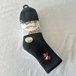 Ed Hardy Crew Socks 5-pack Cushioned Black Grey White Comfort Fit New - Picture 1 of 7
