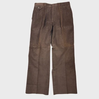 Pantalones de pana marrón para mujer Polo Ralph Lauren años 80 EE. UU. 29W 26L plisados rectos Foto 1 de 4