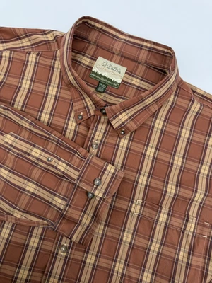 Camisa Cabelas Para Hombre 5XL ALTA Marrón Naranja Algodón A Cuadros Exterior Abotonada Foto 1 de 4