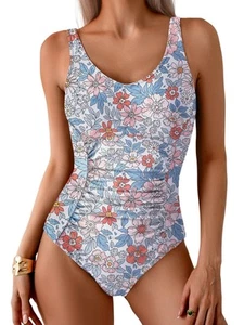 One Piece Swimsuit Tummy Control Bathing Suit for Women Ruched Slimming Swim ... - Picture 1 of 5