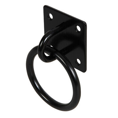 50mm BLACK Steel Ring On Face Plate Outdoor Wire Rope Lashing Cable Wall Mount • 7.99£