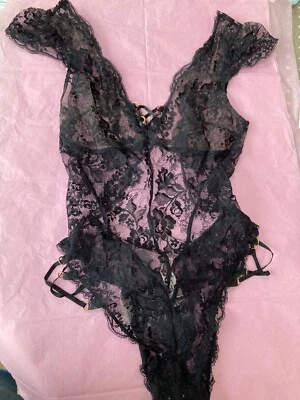 Agent Provocateur black lace playsuit M bodysuit sheer lace essie body NEW - Image 1 of 4