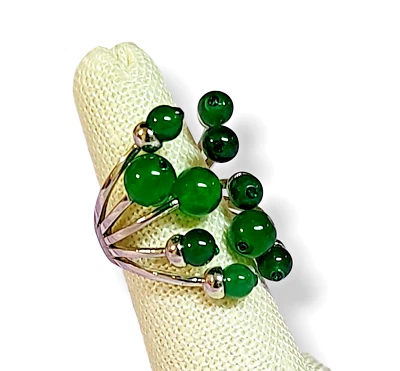 Anillo grueso de acero inoxidable verde 10 bombillas de moda talla 7 Foto 1 de 4