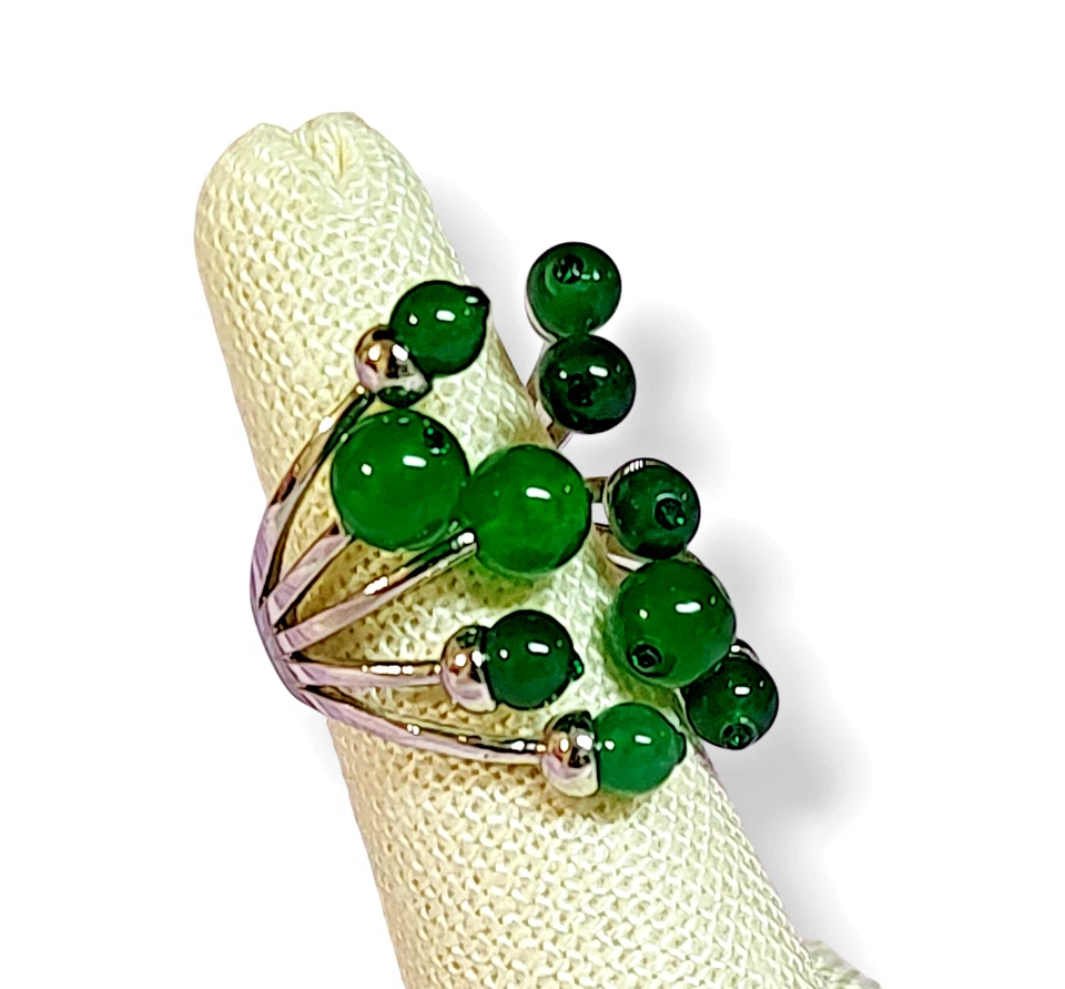 Anillo grueso de acero inoxidable verde 10 bombillas de moda talla 7 Foto 1 de 4