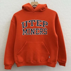 Vintage 90s Russell UTEP Miners College Hoodie Orange Youth Large Orange - Picture 1 of 6
