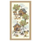 Puppy Dog House Trees Pet Cotton Fabric Blank Textiles 24" Panel