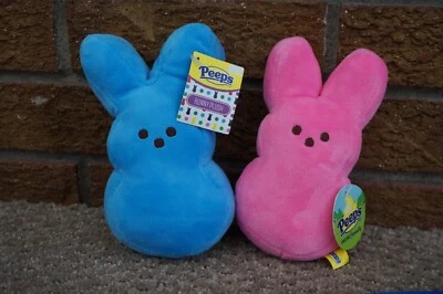 EASTER PLUSH Blue Pink PEEPS Bunny Rabbit Stuffed Animal 6" Small Doll Lot Set - Image 1 of 4