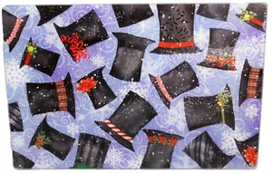 Glass Cutting Board ~ Assorted Snowman TopHats ~ 11 3/4" x 7 3/4" - Picture 1 of 1