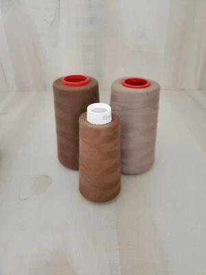 Serger overlock  Thread Lot of 3 Brown 2 big ones please see pictures Used  - Image 1 of 3
