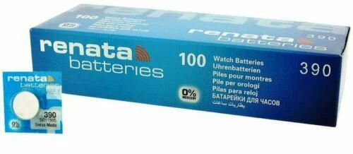 Renata 390 Watch Batteries 100 Pieces Swiss Made 1.55V NEW FRESH SR1130SW - Image 1 of 1