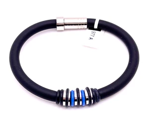 L-MENTS Men's Stainless Steel & Rubber 8.5" Bracelet - Picture 1 of 4