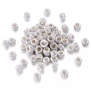100pc Crystal Polymer Clay Rhinestone European Large Hole Rondelle Beads 11~12mm - Picture 1 of 8