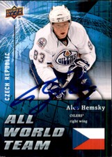 Ales Hemsky Signed Autographed 09/10 Upper Deck All World card Edmonton Oilers