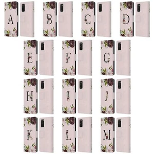 NATURE MAGICK FLORAL BLACK MONOGRAM 1 LEATHER BOOK CASE FOR SAMSUNG PHONES 2 - Picture 1 of 19