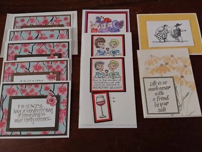 Friends Freindship Handmade Cards w/ Envelopes Textured Set 10 Greetings - Image 1 of 4