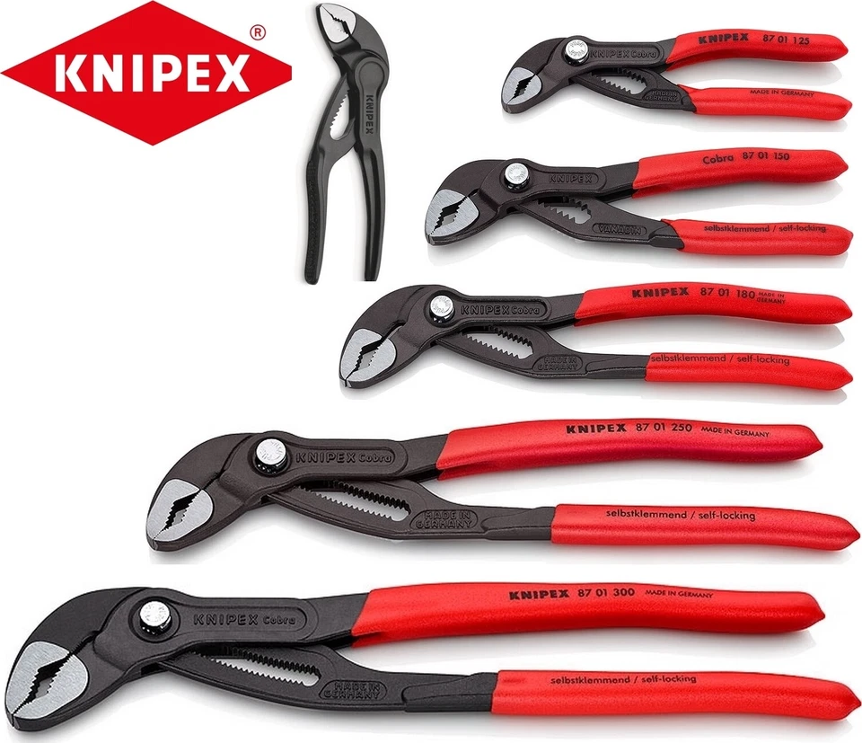 KNIPEX Cobra Wasserpumpenzange Satz 2-3-4-5-6 tlg. Zange 100 125 150 180 250 300 - Bild 1 von 1