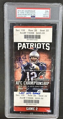 TOM BRADY Patriots AFC Championship Ticket Deflate Game Reggie Wayne Auto Psa 10 - Image 1 of 4
