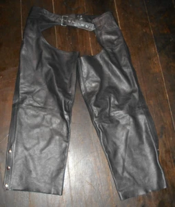 Motorcycle Leather Chaps Wilsons Open Road Size XL VINTAGE sturgis black - Picture 1 of 10