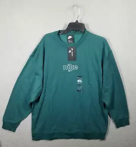 Nike Sweatshirt Woman XL Green Center Swoosh Crewneck NWT - Picture 1 of 9