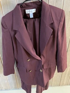 Jones New York Vintage Purple Blazer-12 Pants-14 Wool 2pc Suit - Picture 1 of 8