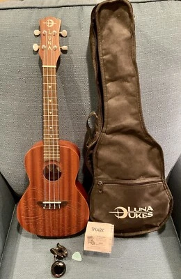 Luna Ukulele Mahogany Tattoo TC MAH Model Soft Carry bag Case & Snark Tuner SN-6 - Image 1 of 4