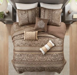Madison Park Bellagio Set Trapunta Jacquard 6 Pezzi con Cuscini - Completo/Regina - Foto 1 di 10