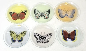 Vintage Butterfly Glass Colorful West Germany Plates Lot Set of 6 4.5" - Picture 1 of 14
