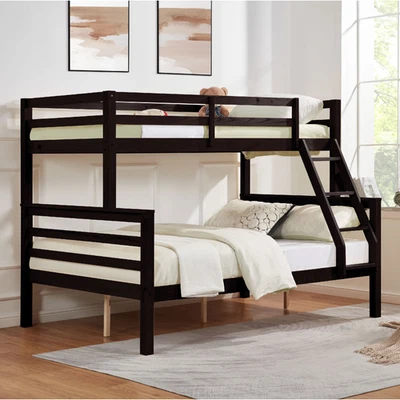 FunniHomi Bunk Bed Twin over Full Bunk Bed, Wooden Bunk Bed Frame w/ Ladder - Image 1 of 4