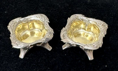 PARIS EXPOSITION 蒂芙尼菊花纯银开口盐一对 — 第 1/4 张图片