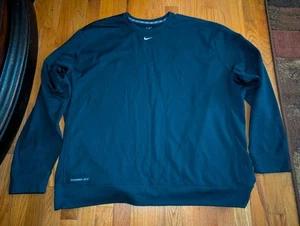 Nike Therma-Fit Sweatshirt Men's 3XL Blue Fleece Crewneck Pullover Center Swoosh - Picture 1 of 4