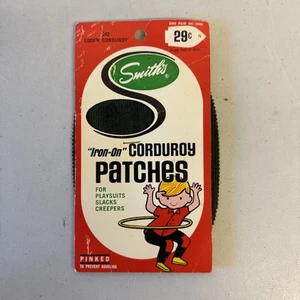 Smith's Iron-On Corduroy Patches Sewing Green No S680 hula hoop boy Pinked VTG - Picture 1 of 5