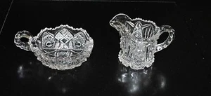 IMPERIAL GLASS NEAR CUT CREAMER AND NAPPY BOWL SET - Picture 1 of 1