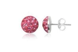 Damen 925 Silber Cubic Zirkon Kristall Ohrringe/ Ohrstecker 8mm,Pink - Bild 1 von 1