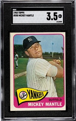 MICKEY MANTLE 1965 Topps Baseball #350 Graded SGC 3.5 NEW YORK YANKEES HOF - Image 1 of 2