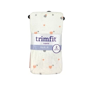 Trimfit Girl's 2 Pair White & Pink Fashion Tights Size 6-8 - Picture 1 of 3