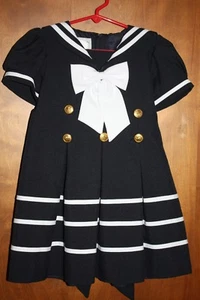 NEW HOLIDAY DESIGNER SHORT SLEEVE NAVY NAUTICAL DRESS SIZE 5 - Picture 1 of 3